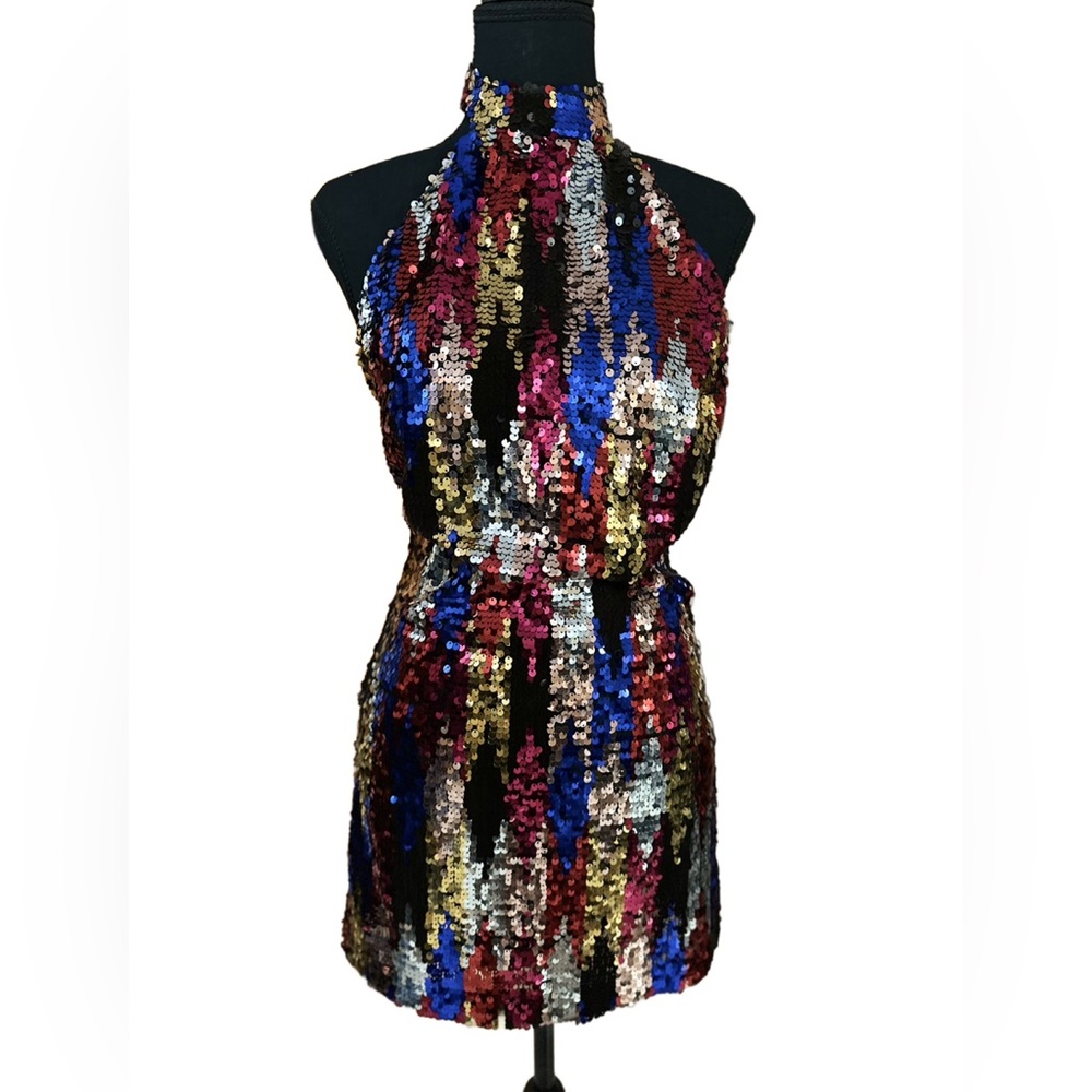 Multi Colour Sequin Halter Dress